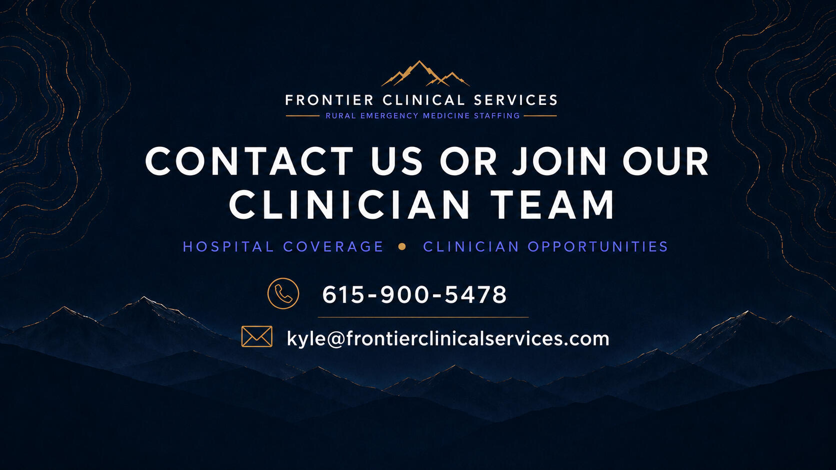Contact Frontier Clinical Services Contact Frontier Clinical Services for rural hospital coverage or clinician opportunities